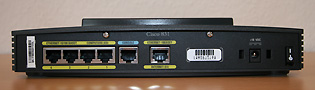 Cisco 831 SOHO router, back view