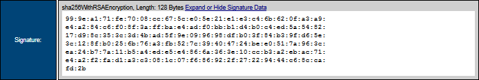 certificate hash algorithm SHA256 example