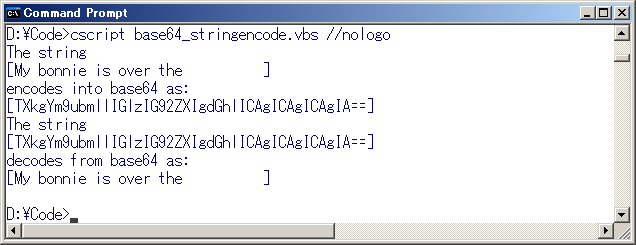 Example run of base64_stringencode.vbs